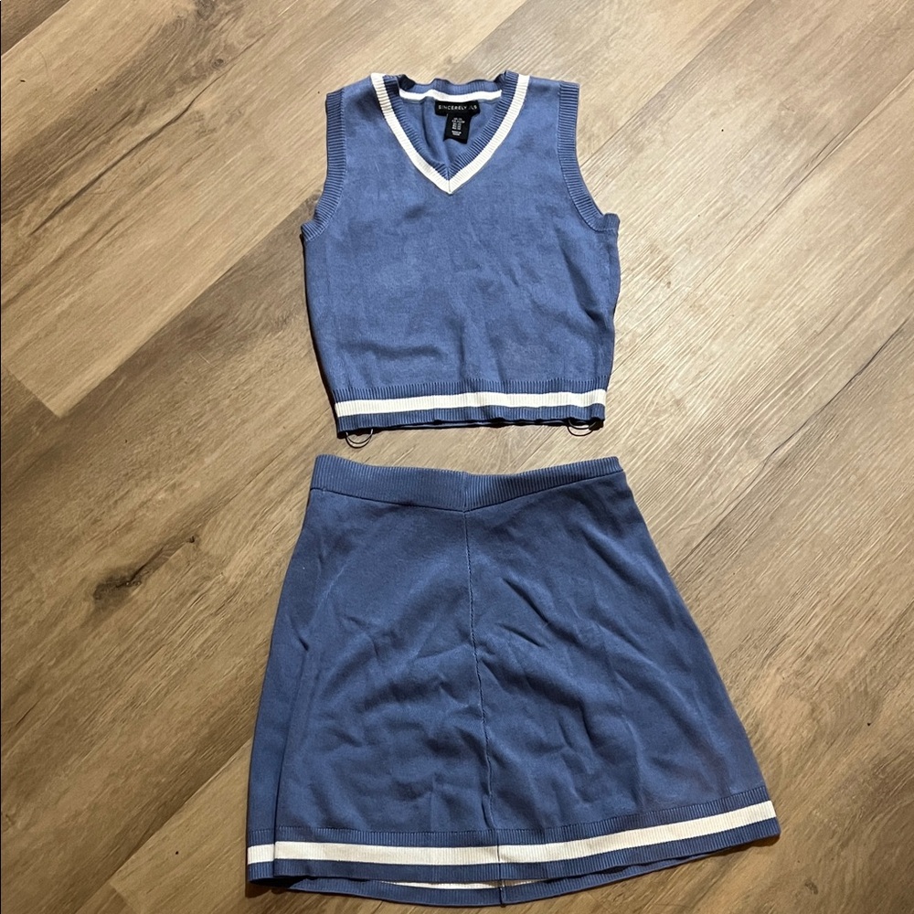 Sincerely Jules Blue and White Knit Set